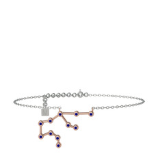 Aquarius Halhal - Lab safir 925 ayar rose altın kaplama gümüş bilezik (20 cm beyaz altın rolo zincir) #x92or6