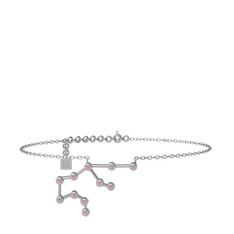 Aquarius Halhal - Pembe kuvars 14 ayar beyaz altın bilezik (20 cm beyaz altın rolo zincir) #zbe7cy