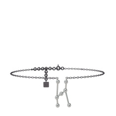 Orion Halhal - Beyaz zirkon 14 ayar beyaz altın bilezik (20 cm gümüş rolo zincir) #11legxi