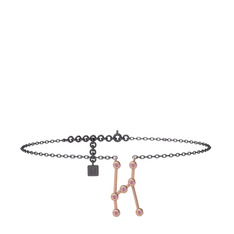 Pembe kuvars 925 ayar rose altın kaplama gümüş bilezik (20 cm gümüş rolo zincir)