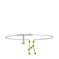 Orion Halhal - Dumanlı kuvars 18 ayar altın bilezik (20 cm beyaz altın rolo zincir) #12myorx