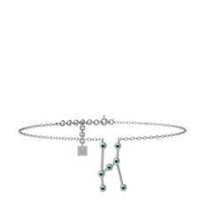 Orion Halhal - Yeşil kuvars 925 ayar gümüş bilezik (20 cm beyaz altın rolo zincir) #147uiz1