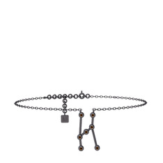 Dumanlı kuvars 925 ayar siyah rodyum kaplama gümüş bilezik (20 cm gümüş rolo zincir)