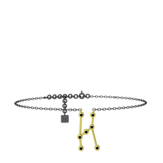 Siyah zirkon 8 ayar altın bilezik (20 cm gümüş rolo zincir)