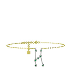 Orion Halhal - Yeşil kuvars 8 ayar beyaz altın bilezik (20 cm gümüş rolo zincir) #1bdp5bh