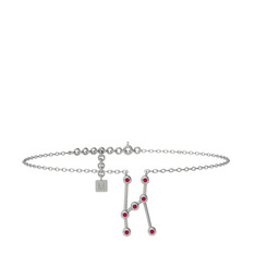 Rodolit garnet 14 ayar beyaz altın bilezik (20 cm beyaz altın rolo zincir)