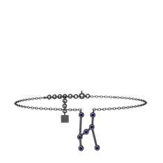 Orion Halhal - Lab safir 925 ayar siyah rodyum kaplama gümüş bilezik (20 cm gümüş rolo zincir) #1ie7ju7