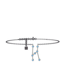 Orion Halhal - Akuamarin 18 ayar beyaz altın bilezik (20 cm gümüş rolo zincir) #1jtm7kx