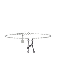 Swarovski 925 ayar siyah rodyum kaplama gümüş bilezik (20 cm beyaz altın rolo zincir)