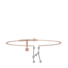 Orion Halhal - Swarovski 8 ayar beyaz altın bilezik (20 cm rose altın rolo zincir) #1ljot8