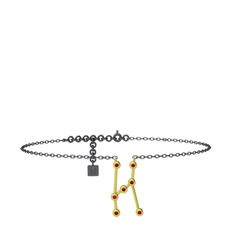 Garnet 14 ayar altın bilezik (20 cm gümüş rolo zincir)