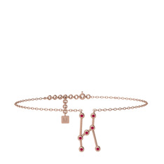 Orion Halhal - Rodolit garnet 925 ayar rose altın kaplama gümüş bilezik (20 cm rose altın rolo zincir) #1no10l8
