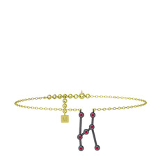 Orion Halhal - Rodolit garnet 925 ayar siyah rodyum kaplama gümüş bilezik (20 cm altın rolo zincir) #1ur3lo7