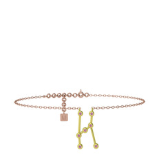 Orion Halhal - Pembe kuvars 18 ayar altın bilezik (20 cm gümüş rolo zincir) #1wt7xto