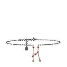 Orion Halhal - Ametist 8 ayar rose altın bilezik (20 cm gümüş rolo zincir) #3yc1cn