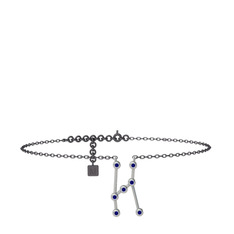Lab safir 14 ayar beyaz altın bilezik (20 cm gümüş rolo zincir)