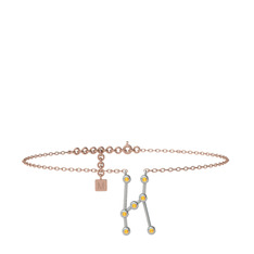 Orion Halhal - Sitrin 8 ayar beyaz altın bilezik (20 cm rose altın rolo zincir) #d1zl6q