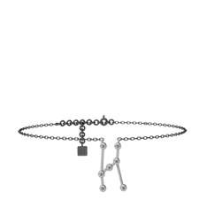 Orion Halhal - Pırlanta 14 ayar beyaz altın bilezik (0.077 karat, 20 cm gümüş rolo zincir) #h13e4j