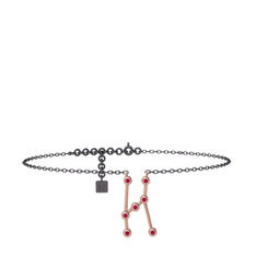 Orion Halhal - Rodolit garnet 18 ayar rose altın bilezik (20 cm gümüş rolo zincir) #i2qinw