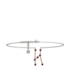 Lab safir 925 ayar rose altın kaplama gümüş bilezik (20 cm beyaz altın rolo zincir)