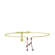 Orion Halhal - Lab safir 8 ayar rose altın bilezik (20 cm altın rolo zincir) #mnxc9i