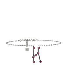 Orion Halhal - Rodolit garnet 925 ayar siyah rodyum kaplama gümüş bilezik (20 cm beyaz altın rolo zincir) #taym6l