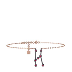 Orion Halhal - Rodolit garnet 925 ayar siyah rodyum kaplama gümüş bilezik (20 cm rose altın rolo zincir) #us4udw