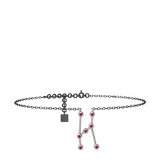 Rodolit garnet 8 ayar beyaz altın bilezik (20 cm gümüş rolo zincir)