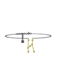 Orion Halhal - Pırlanta 8 ayar altın bilezik (0.077 karat, 20 cm gümüş rolo zincir) #xggyhz