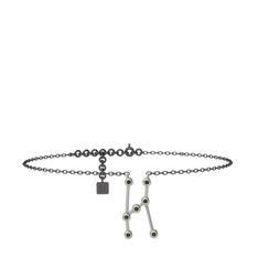 Orion Halhal - Peridot 14 ayar beyaz altın bilezik (20 cm gümüş rolo zincir) #xudng5