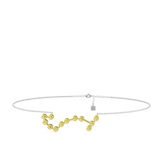 Scorpio Halhal - Sitrin 8 ayar altın bilezik (20 cm beyaz altın rolo zincir) #105myyc