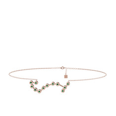 Scorpio Halhal - Yeşil kuvars 8 ayar rose altın bilezik (20 cm gümüş rolo zincir) #10ip6hv