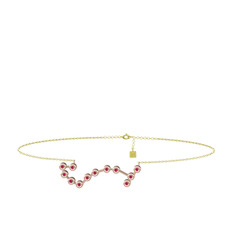 Scorpio Halhal - Rodolit garnet 18 ayar rose altın bilezik (20 cm altın rolo zincir) #118ofmf