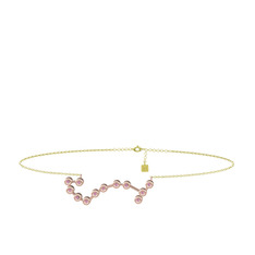Scorpio Halhal - Pembe kuvars 925 ayar rose altın kaplama gümüş bilezik (20 cm altın rolo zincir) #11hbpjz