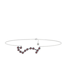 Scorpio Halhal - Garnet 925 ayar siyah rodyum kaplama gümüş bilezik (20 cm beyaz altın rolo zincir) #11s37re