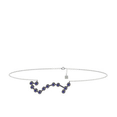 Scorpio Halhal - Lab safir 925 ayar siyah rodyum kaplama gümüş bilezik (20 cm beyaz altın rolo zincir) #13444xq
