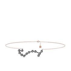 Scorpio Halhal - Beyaz zirkon 925 ayar siyah rodyum kaplama gümüş bilezik (20 cm rose altın rolo zincir) #14mxijt