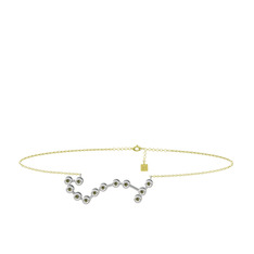 Scorpio Halhal - Peridot 14 ayar beyaz altın bilezik (20 cm gümüş rolo zincir) #14ul312