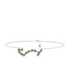 Scorpio Halhal - Sitrin 925 ayar siyah rodyum kaplama gümüş bilezik (20 cm rose altın rolo zincir) #153l3d1