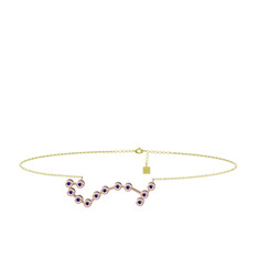 Lab safir 925 ayar rose altın kaplama gümüş bilezik (20 cm altın rolo zincir)