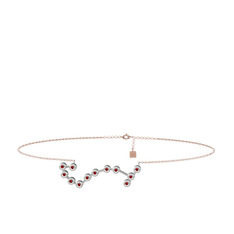 Garnet 925 ayar gümüş bilezik (20 cm rose altın rolo zincir)