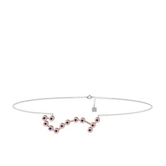 Scorpio Halhal - Lab safir 8 ayar rose altın bilezik (20 cm beyaz altın rolo zincir) #17pf81z