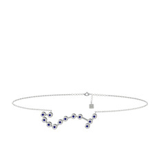 Lab safir 925 ayar gümüş bilezik (20 cm gümüş rolo zincir)