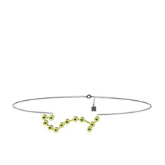 Scorpio Halhal - Yeşil kuvars 925 ayar altın kaplama gümüş bilezik (20 cm gümüş rolo zincir) #19ng31t