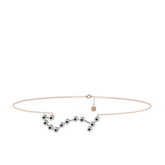 Scorpio Halhal - Siyah zirkon 18 ayar beyaz altın bilezik (20 cm rose altın rolo zincir) #1alk8q8