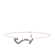 Pembe kuvars 925 ayar siyah rodyum kaplama gümüş bilezik (20 cm gümüş rolo zincir)