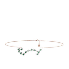 Yeşil kuvars 8 ayar beyaz altın bilezik (20 cm rose altın rolo zincir)
