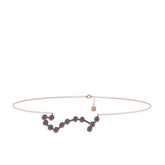 Rodolit garnet 925 ayar siyah rodyum kaplama gümüş bilezik (20 cm gümüş rolo zincir)