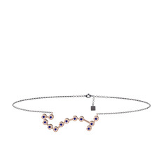 Lab safir 925 ayar rose altın kaplama gümüş bilezik (20 cm gümüş rolo zincir)