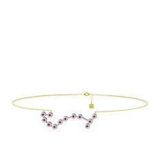 Rodolit garnet 18 ayar beyaz altın bilezik (20 cm altın rolo zincir)